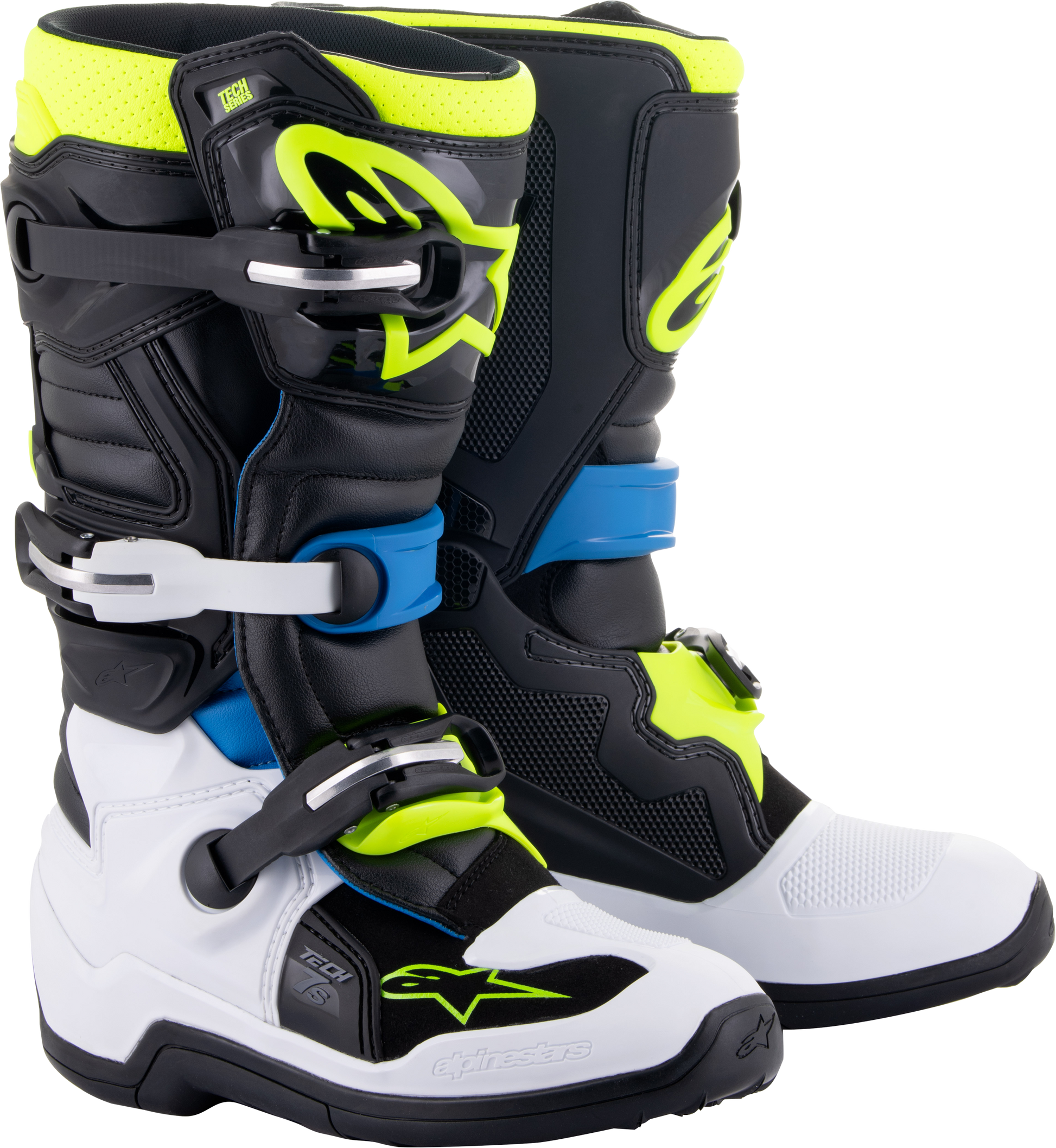 Tech 7s Boots Blk/Enamel Blu/Fluo Yel Sz 5