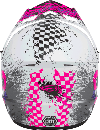 Youth Mx 46y Off Road Anim8 Helmet White/Neon Pink/Pur Yl