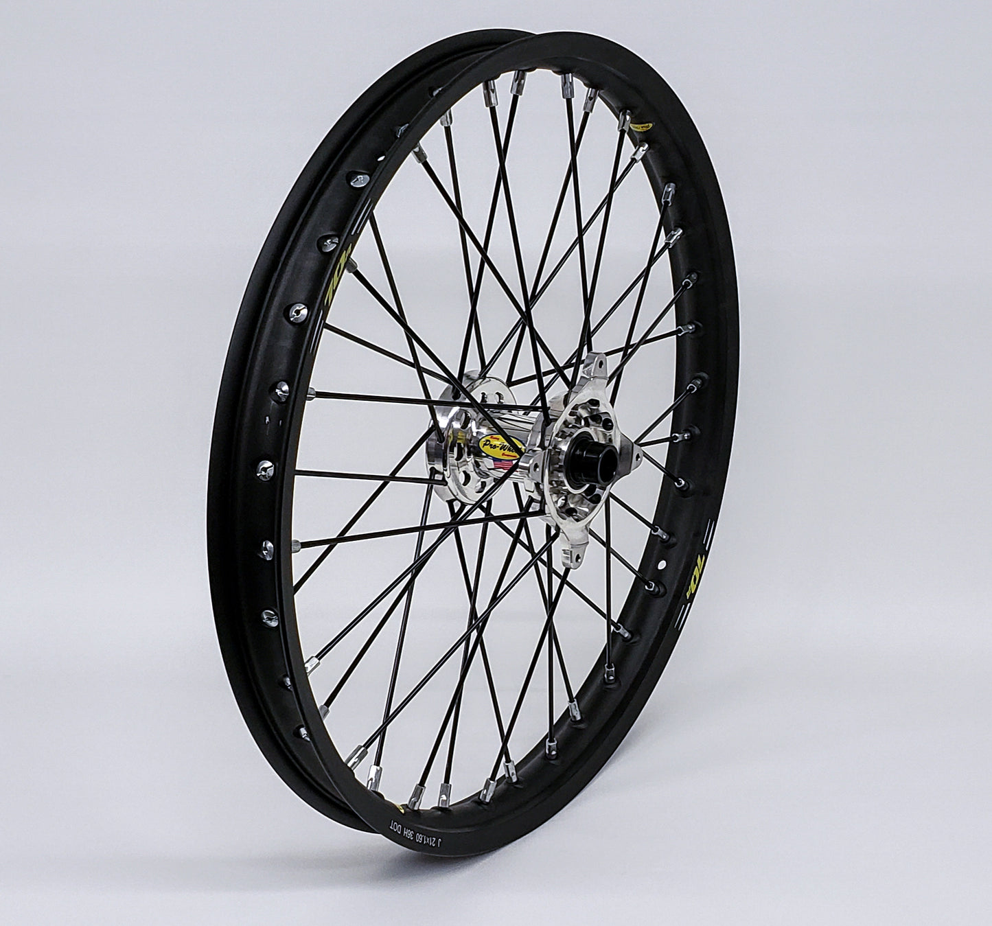 Wheel Front 1.60x21 Silver Hub Blk Rim/Blk Spoke/Sil Nipple