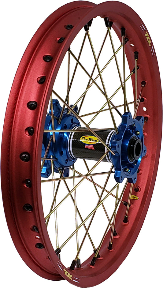 Wheel Rear 2.15x19 Blue Hub Red Rim/Gld Spoke/Blk Nipple