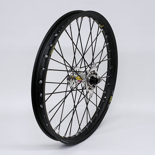 Wheel Front 1.60x21 Silver Hub Blk Rim/Blk Spoke/Sil Nipple