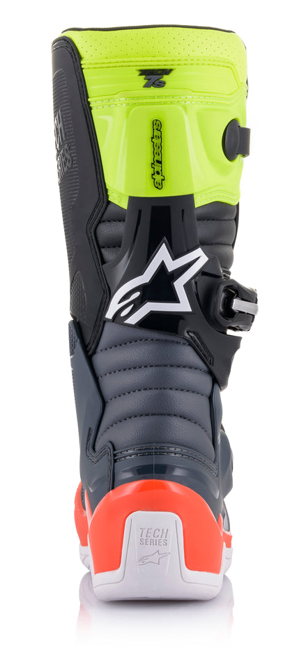 Tech 7s Boots Dark Grey/ Red Fluo/Yellow Fluo Sz 02