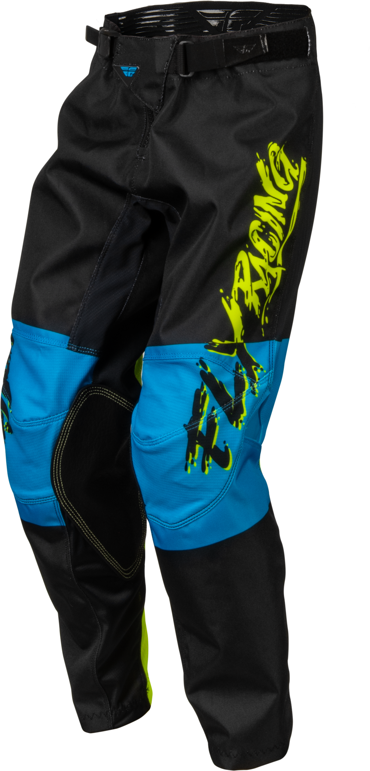 Youth Kinetic Khaos Pants Hi Vis/Black/Cyan Sz 22