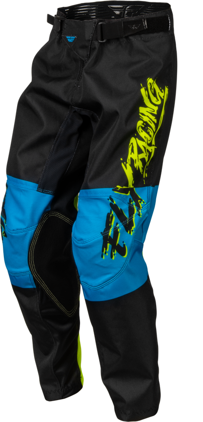 Youth Kinetic Khaos Pants Hi Vis/Black/Cyan Sz 22