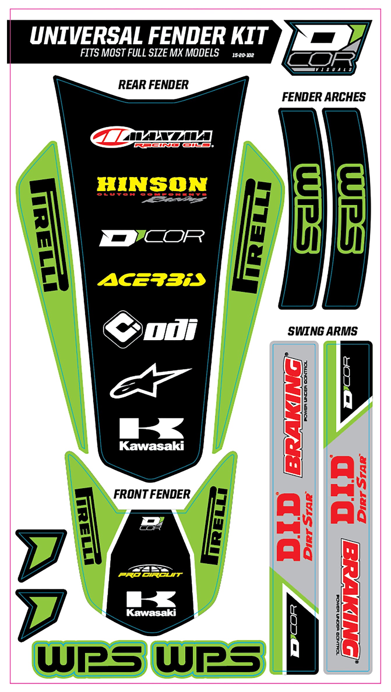 Trim Kit Green Wps Universal For Full Size Motorcycles